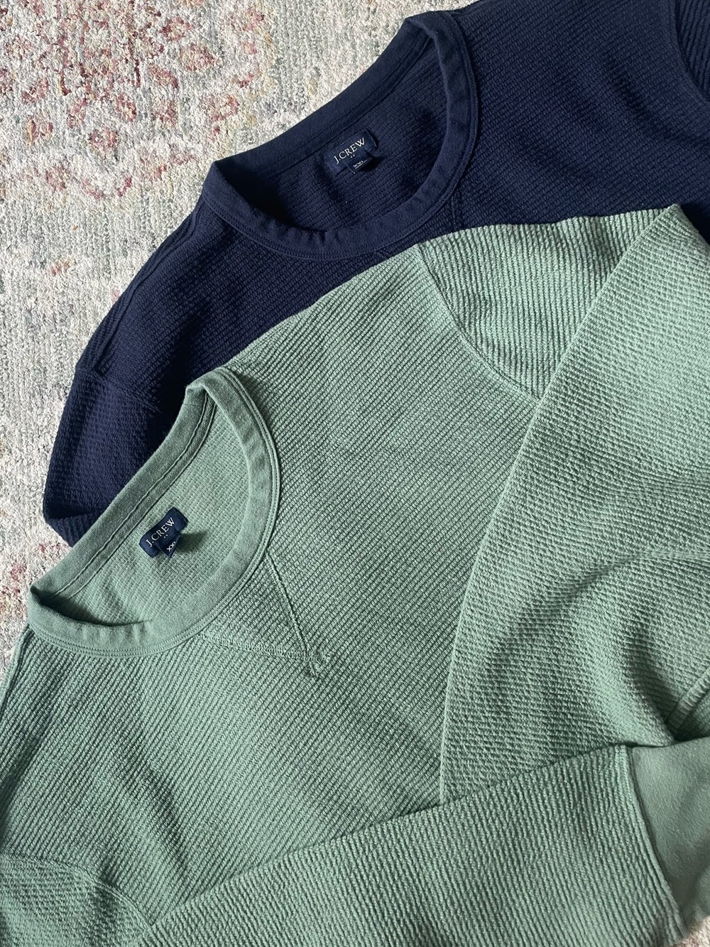 J. Crew Men’s Crewneck Waffle-Knit Sweater (2) - Navy & Sage